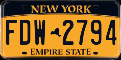 NY license plate FDW2794