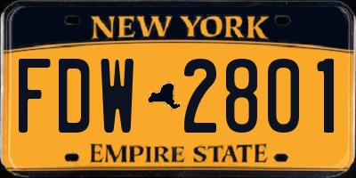 NY license plate FDW2801