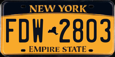 NY license plate FDW2803