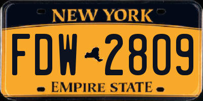 NY license plate FDW2809