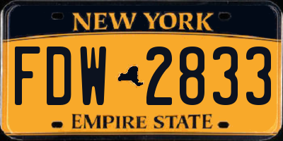 NY license plate FDW2833