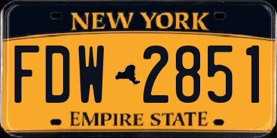 NY license plate FDW2851