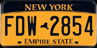 NY license plate FDW2854