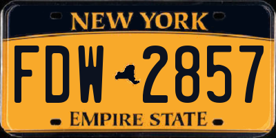 NY license plate FDW2857
