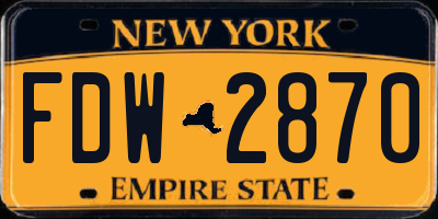 NY license plate FDW2870
