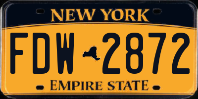 NY license plate FDW2872