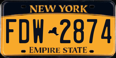 NY license plate FDW2874