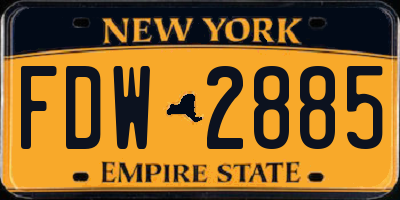 NY license plate FDW2885