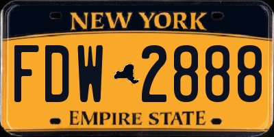 NY license plate FDW2888