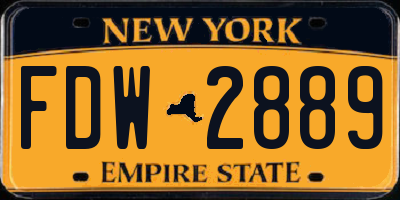 NY license plate FDW2889
