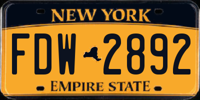 NY license plate FDW2892