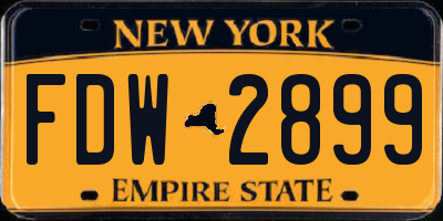 NY license plate FDW2899