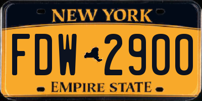 NY license plate FDW2900