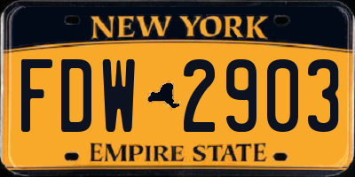 NY license plate FDW2903