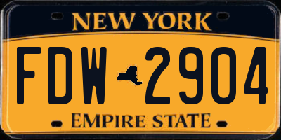 NY license plate FDW2904