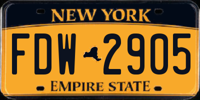 NY license plate FDW2905