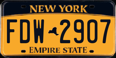 NY license plate FDW2907