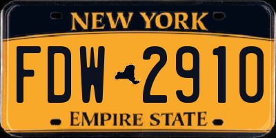 NY license plate FDW2910