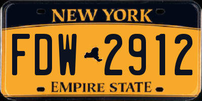 NY license plate FDW2912