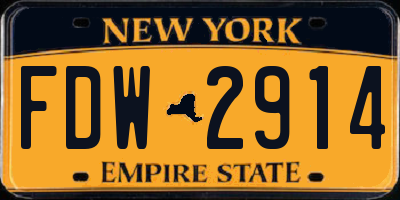 NY license plate FDW2914