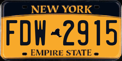 NY license plate FDW2915