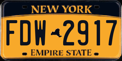NY license plate FDW2917