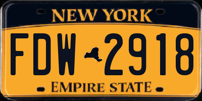 NY license plate FDW2918