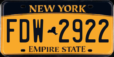 NY license plate FDW2922