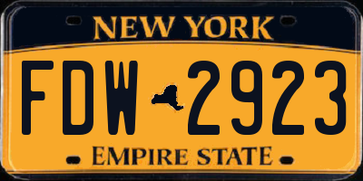 NY license plate FDW2923