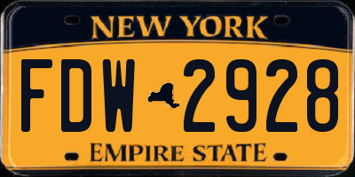 NY license plate FDW2928