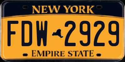 NY license plate FDW2929