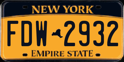 NY license plate FDW2932