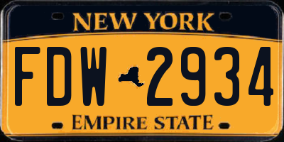 NY license plate FDW2934