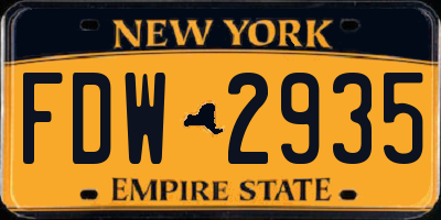 NY license plate FDW2935
