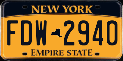 NY license plate FDW2940