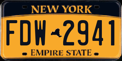 NY license plate FDW2941