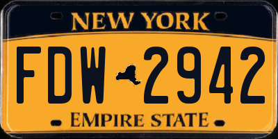 NY license plate FDW2942