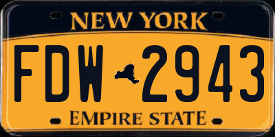 NY license plate FDW2943
