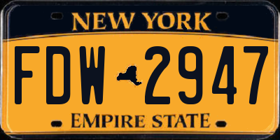NY license plate FDW2947