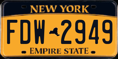 NY license plate FDW2949