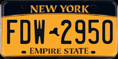NY license plate FDW2950