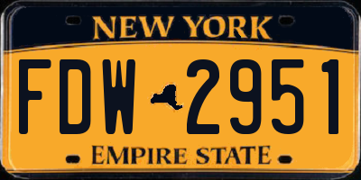 NY license plate FDW2951