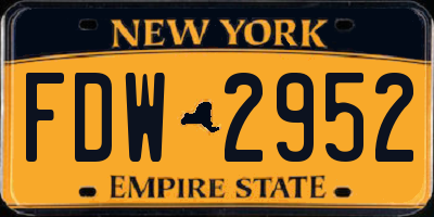 NY license plate FDW2952