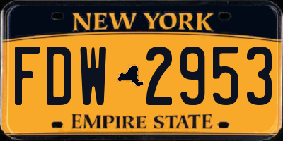 NY license plate FDW2953