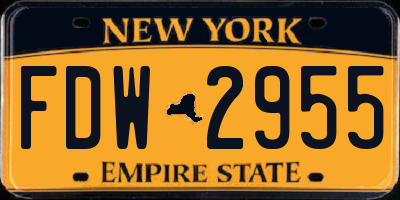 NY license plate FDW2955