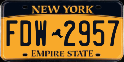 NY license plate FDW2957