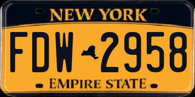 NY license plate FDW2958