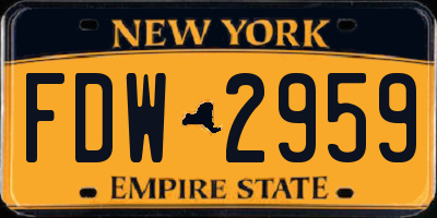 NY license plate FDW2959