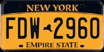 NY license plate FDW2960