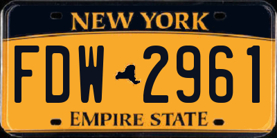 NY license plate FDW2961